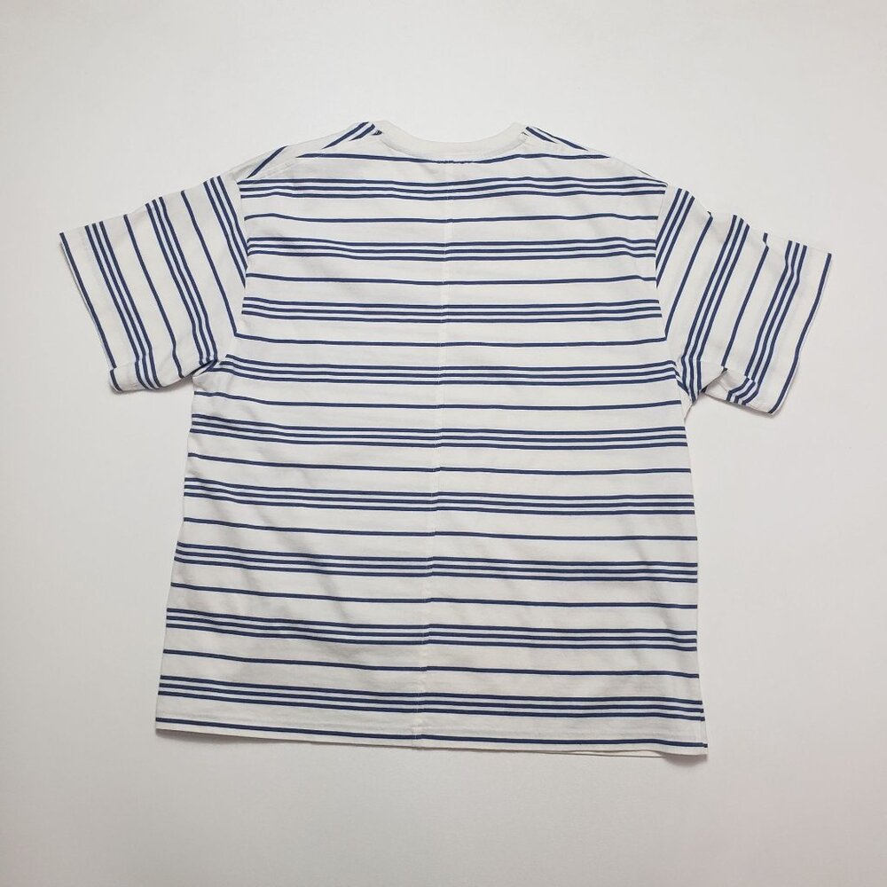 Madewell Cotton Relaxed Oversized Tee Women's Medium Lighthouse & Blue Stripe - Picture 15 of 16